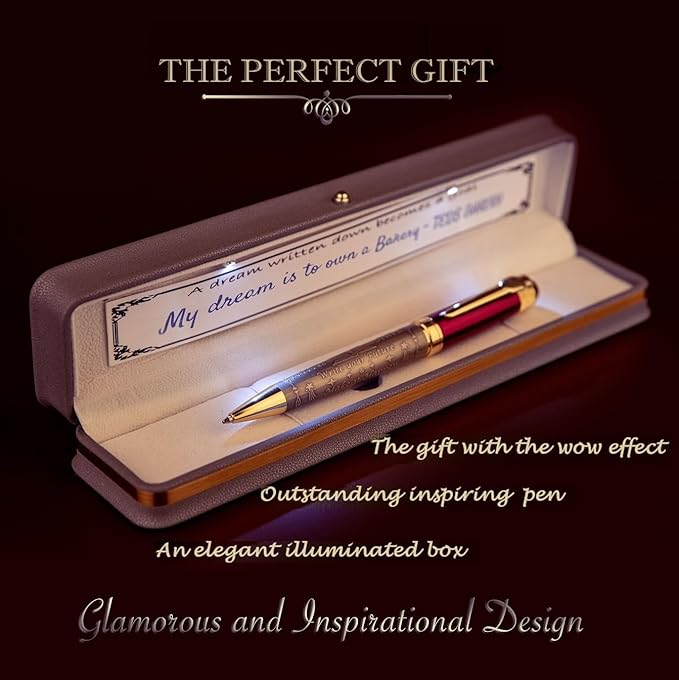 S&R Somit Fancy Pen For Men and Women With Gift Box - Valuable Luxury Pen for Business and Office, Executive Gift for Family & Friends - Special Engraving & Led Decorative Box (RED GOLD)