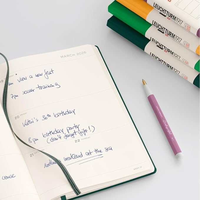 LEUCHTTURM1917 - Weekly Planner Hardcover Medium (A5), 18-month, Jul. 2025 - Dec. 2026, English, Spring Leaf