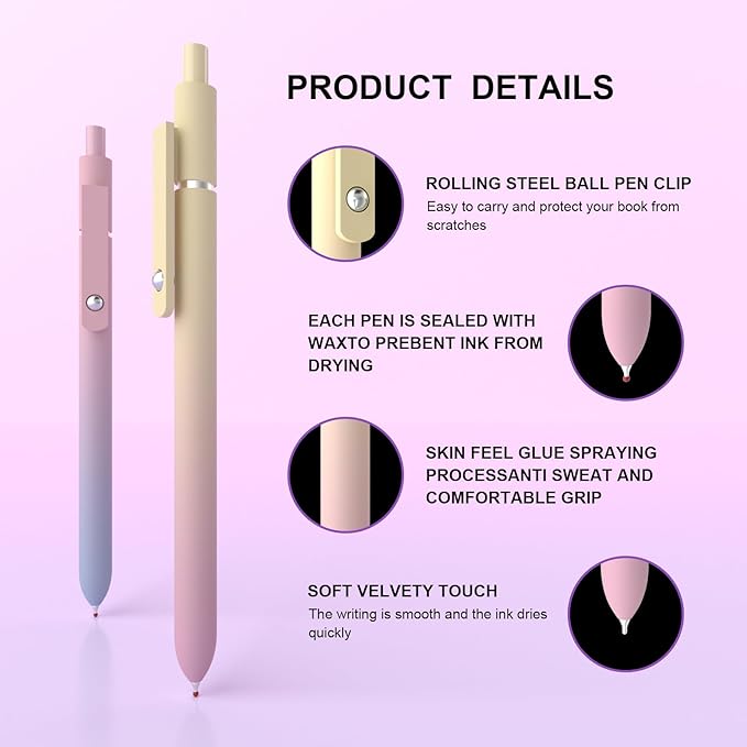 Teen girl gifts,0.5mm Fine Point Black Gel Pens,Birthday Gifts for Women,High-End Series Aesthetic Pens for Journaling Note Taking, cute pens for women(10 Pcs Black Ink-Gradient shaft pen)