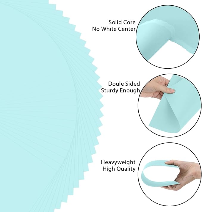 OcePor 50 Sheets Blue Cardstock Paper, Colored Printer Paper 8.5 x 11, Card Stock Thick Construction for Craft,Scrapbook，Office Printing, Invitations, Certificates，92 lb/250gsm