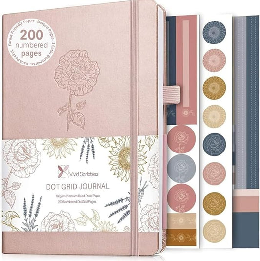 Dotted Journal – A5 Dotted Notebook with Bleedproof 160gsm Paper, Hardcover, Lay-Flat Design – Dot Grid Journal for Writing, Planning, Sketching & More