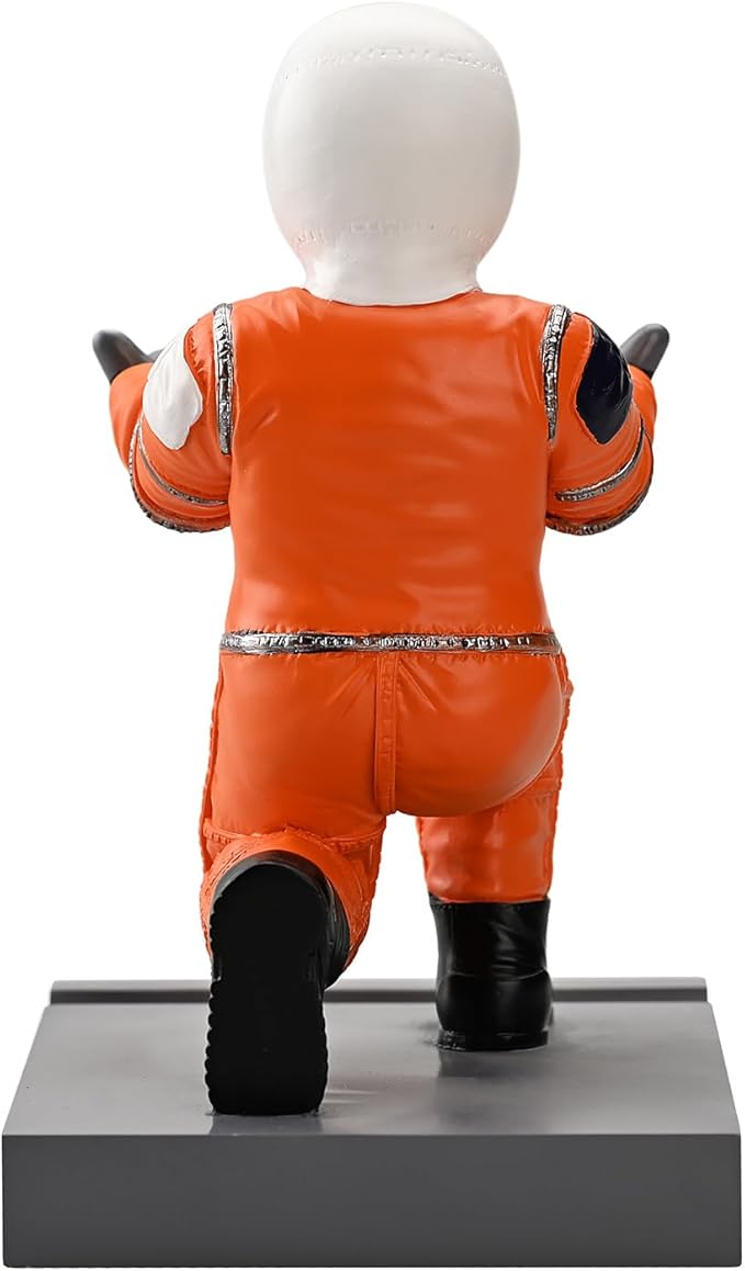Astronaut Resin Pen Holder, Mobile Phone Stand, Device Stand, Desk Organizer Decorative Pen Holder (Orange&Golden)