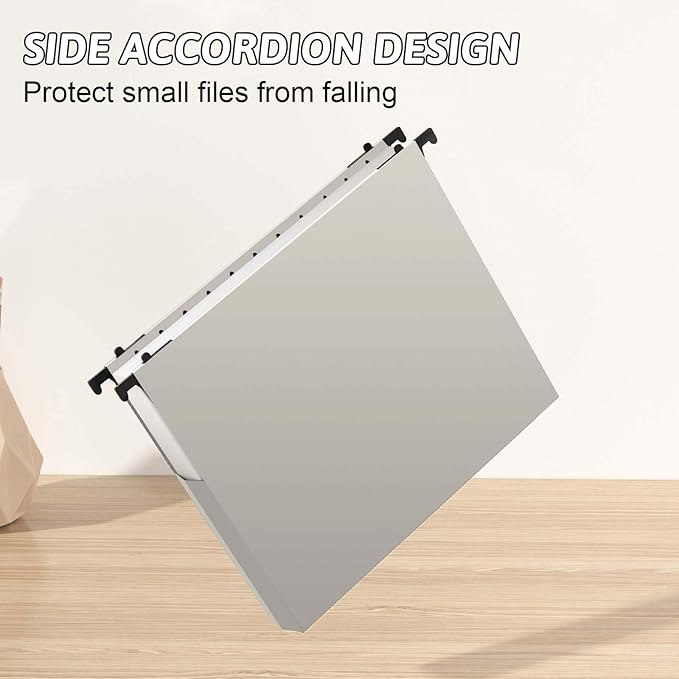 Plastic Extra Capacity Hanging File Folder Letter Size,12 Pack Reinforced Expandable Hanging Folders,Heavy Duty 2 Inch Expansion,Adjustable Tabs,Hanging Organizer Designed for Bulky Files(Gray)