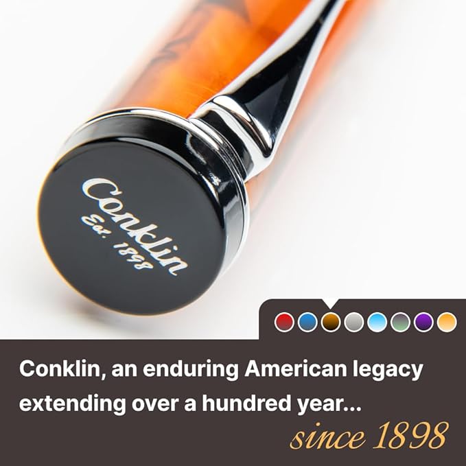 Conklin Duragraph Fountain Pen Amber - Extra Fine Nib, Precision Writing Instrument with Warm Amber Finish