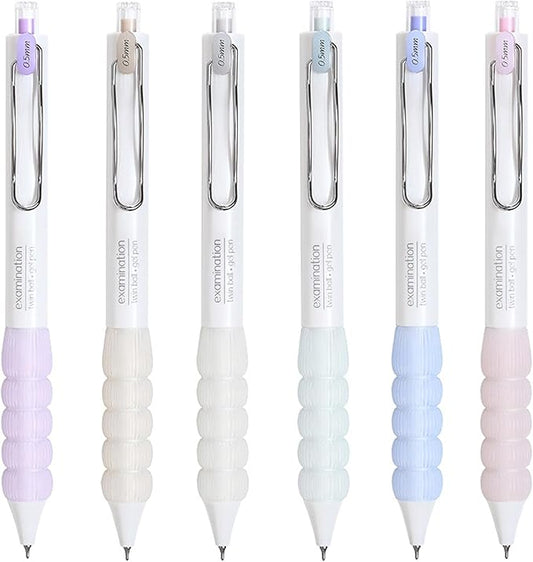 PapaBear Black gel pen, Lantern Shaped Grip, Student Examination Special Pen, Retractable Ballpoint Pen, Fashionable Elegant pen, 6-Pack