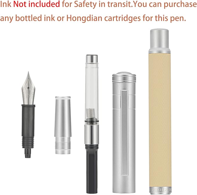 Silver Birch Forest Aluminum Fountain Pen Bent Nib (Fine to Broad) with Metal Box Fude Pen Set By Asvine