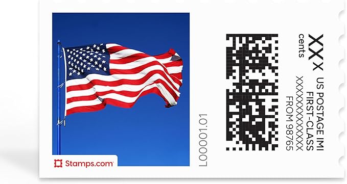 Flag NetStamps 1200-Pack (50 Sheets) Printable Postage Labels (Stamps.com Subscription Required) - Print Approved Postage - Inkjet & Laser Printers - Business, Personal, Home