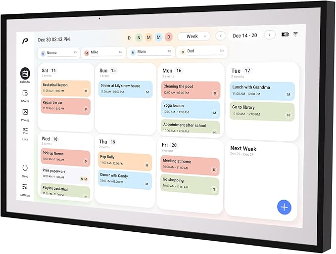 Pronext Calendar, 15.6 inch Digital Calendar & Chore Chart, Rechargeable Full HD Touchscreen Display, Portable Smart Family Organizer, Event Planner, Perfect for Family Schedules - Wall Mount Included, No Subscription