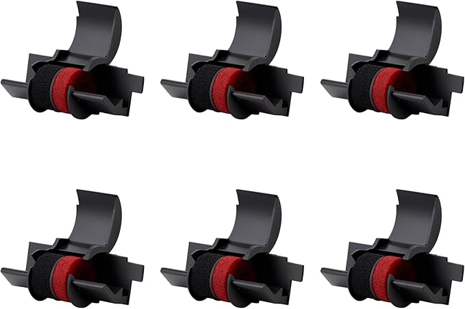 WEEMAY Compatible Calculator Ink Ribbon Replacement for IR-40T Black/Red Sharp EL-1750V EL-1801V, Canon P23-DHV CP13 MP-12D, Casio HR-100TM HR-170RC, Individually Sealed, 6 Pack