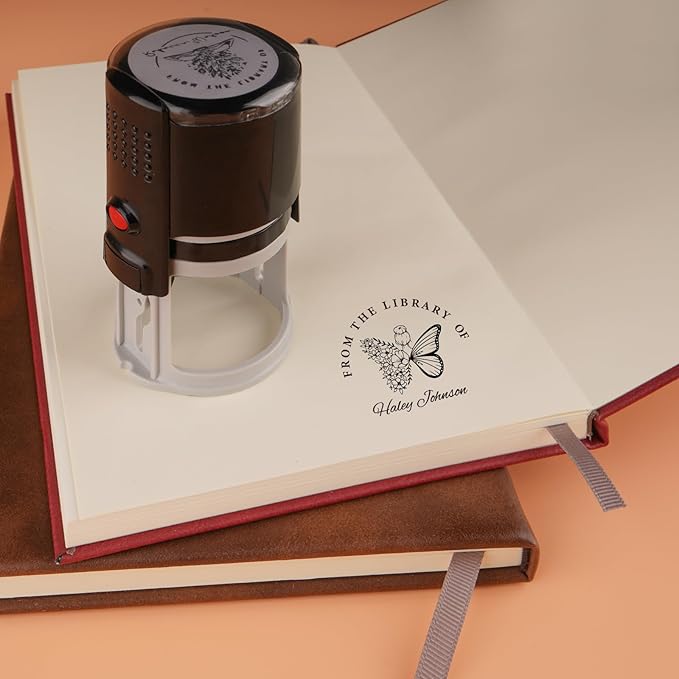 Custom Self-Inking Stamps | Personalized Book Stamp Gift for Book Lovers | 5 Ink Colors (Style02)