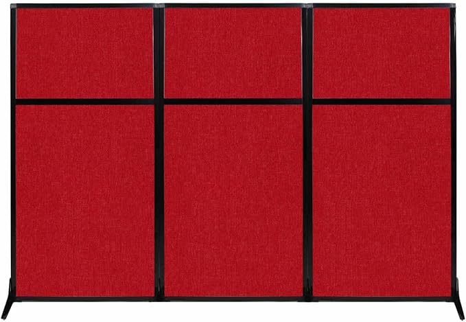 Versare Workstation Partition | Portable Wall Divider | Modern Office Cubicle | Free Standing Privacy Screen | Flexible Work Space | 99" x 70" Red Fabric Panels
