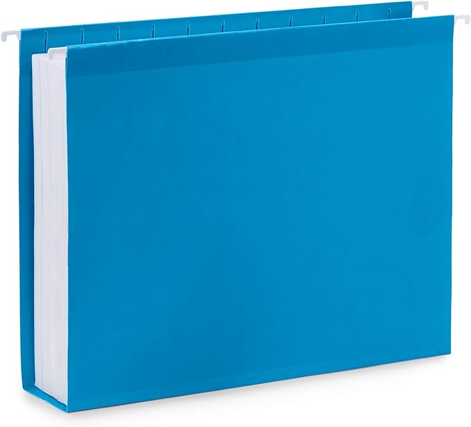 25 Blue Summit Supplies Hanging File Folder Extra Capacity, Expanding Hanging File Folders Letter Size, Extra Wide Hanging File Folders with 2” Expansion, Reinforced 12pt Paper, Assorted Colors