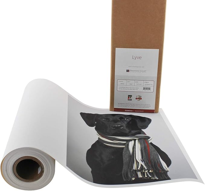 Premium Lyve Matte Canvas Paper Perfect for Use on Professional Makes and Models of Epson, Canon and HP Printers Preferred by Professionals. 19 mil Textured Canvas Offered in a 44 inch by 40 ft roll
