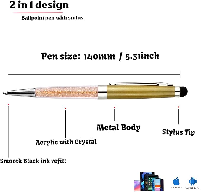 Personalized Pens Bulk Custom Ballpoint Pens with Business Name Message Logo, Customized Engraved Pens with Stylus for Birthdays Anniversaries Graduations 12pcs/Pack