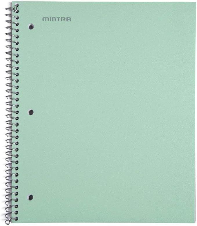 Mintra Office Durable Spiral Notebooks, 1 Subject, (Salmon, Sage Green, Lavender, Wide Ruled 3pk) - 100 Sheets, Poly Pocket, Moisture Resistant Cover, School, Office, Professional