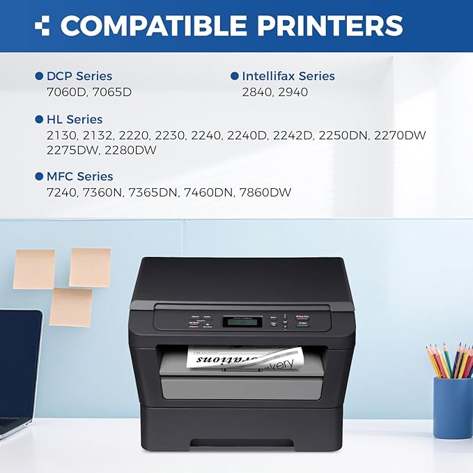 TN450 Black Toner Cartridge 2-Pack Replacement Compatible for Brother TN-450 450 Toner HL-2270DW HL-2280DW HL-2230 MFC-7360N MFC-7860DW DCP-7065DN Intellifax 2840 2940 MFC-7240 HL-2240D Printer Ink