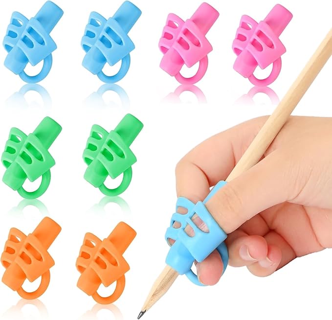SANNIX 8 Pack Pencil Kids Grips for Kids Handwriting, Pencil Holder Grip Posture Correction Training Pen Writing Aid Tool for Kid Preschools PKidsosture Correction Training Elementary Teaching Tools