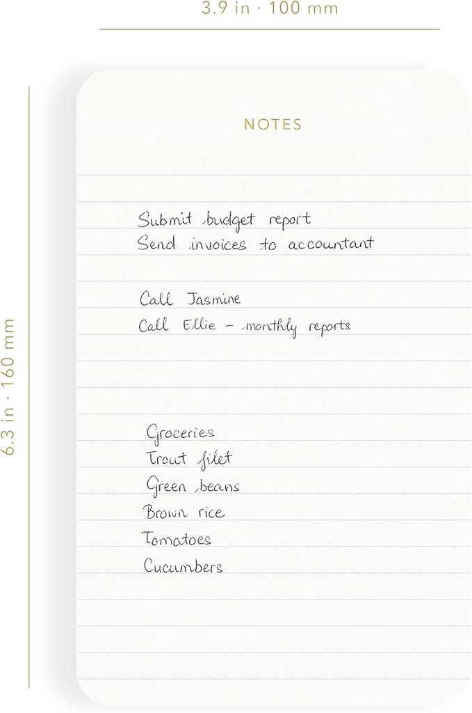 Elegant Desk Notepads for Professionals, Executive's Memo Pads, Minimalist, Gold Foiled, Lined Layout, 3 Pack, 225 Sheets Total (75 Each), 6.3" x 3.9”, 80 GSM, Eco-friendly, FSC™ Certified