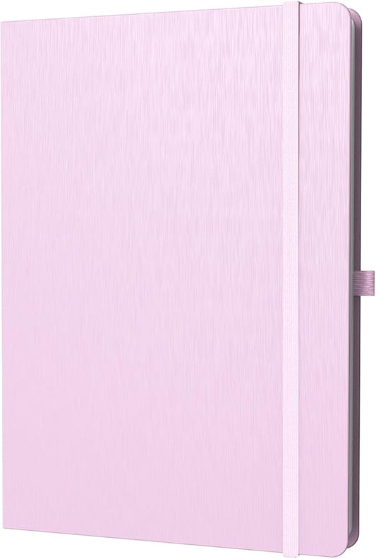 A4 Lined Journal Notebook, 8mm Ruled Notepad, Journaling for Writing, Work, School, Travel and Note Taking, Hardcover 160 Pages (80 Sheets) 8.27 x 11.6 inches (Pink)