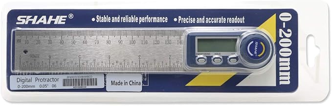 Digital Angle Finder,2 in 1 Digital Protractor, 7 inch / 200mm Stainless Steel Digital Angle Ruler with Zeroing and Locking Function