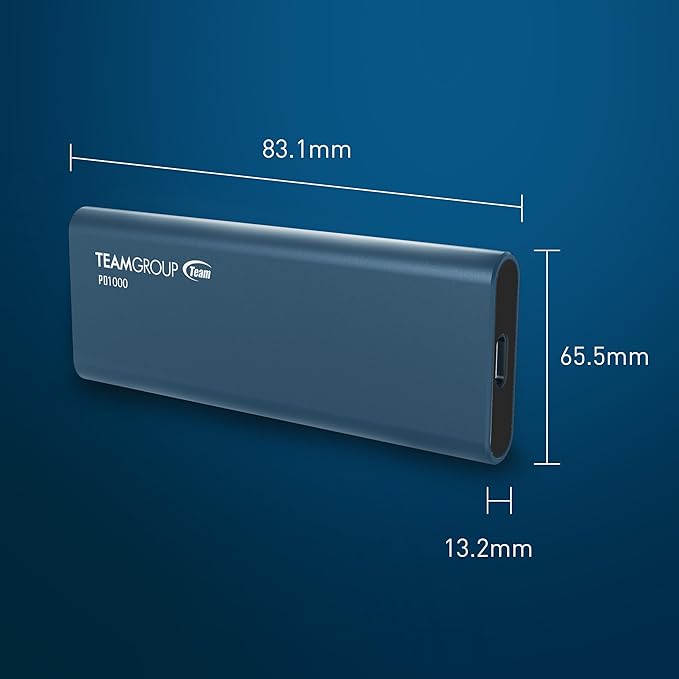 TEAMGROUP PD1000 2TB Aluminum Portable External Solid State Drive SSD, Read up to 1000MB/s, USB-C, USB A 3.2 Gen 2, Waterproof, Dustproof (IP68), Shockproof, Pressure Resistant T8FED6002T0C108