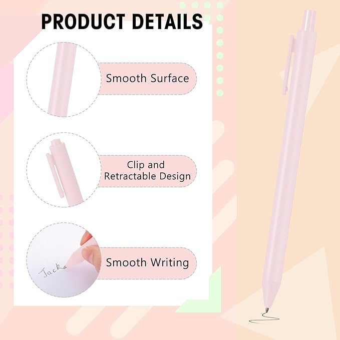 Fulmoon 25 Pcs Ballpoint Pens Bulk Retractable Comfortable Writing Pens Cute Back to School Supplies in Medium Point 1.0 mm for Teacher Student Bridal Shower Baby Shower