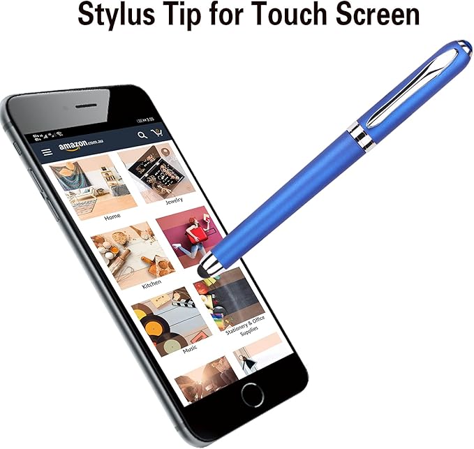 Gel Ink Rollerball Stylus Pen - 18 Pack, 1.0mm Bold Point, Blue Ink, Writing Smoothly for Office, Business, Gift, Metal Silver Clip