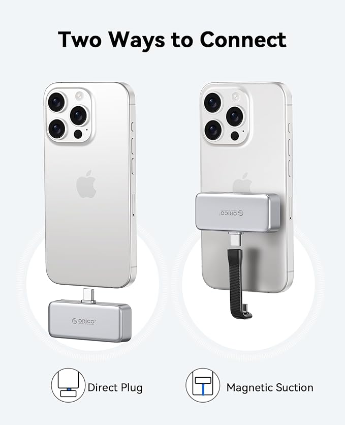 ORICO FlashPod 512GB Portable SSD Up to 2000MB/s, Direct Plug Design, High-Speed External SSD with USB 3.2 Gen2x2 20Gbps Interface, Reliable Storage for iPhone 16 Series, Tablets, Laptops - S20