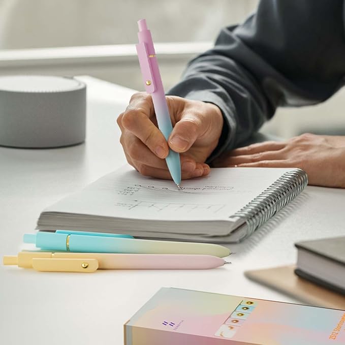 MIUTME Gel Pens, 0.5mm Quick Dry Black Ink Pens Fine Point Smooth Writing Pens,Cute Office for School Supplies, Gift for Women Men Student(Gradient-6Pcs)