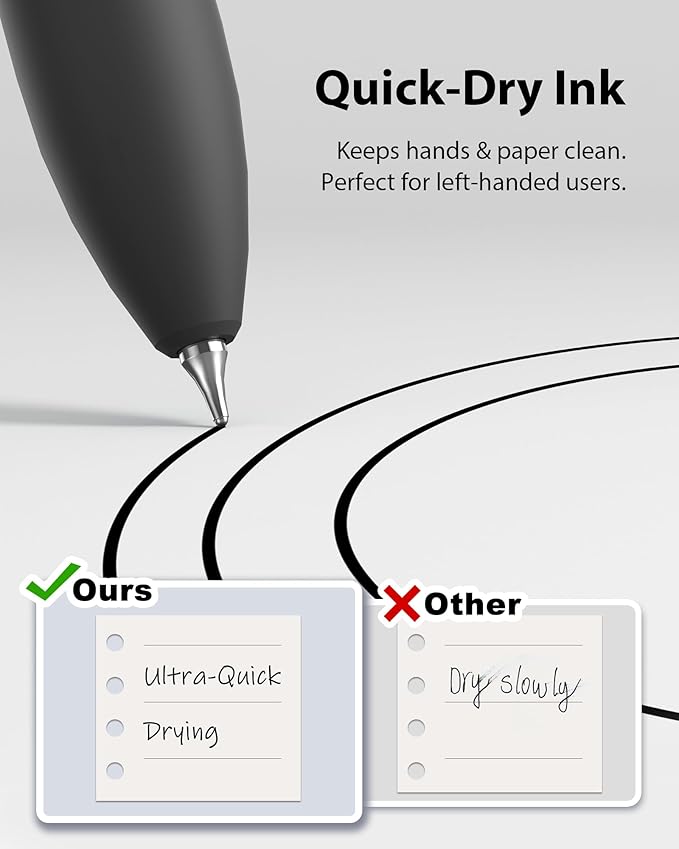 16 Pcs Gel Pens - 0.7mm Fine Point Smooth Writing Fidget Pens, Quick-Dry Long Lasting Black Ink, Office & School Supplies Men Women Student (Classic Color Black Ink)