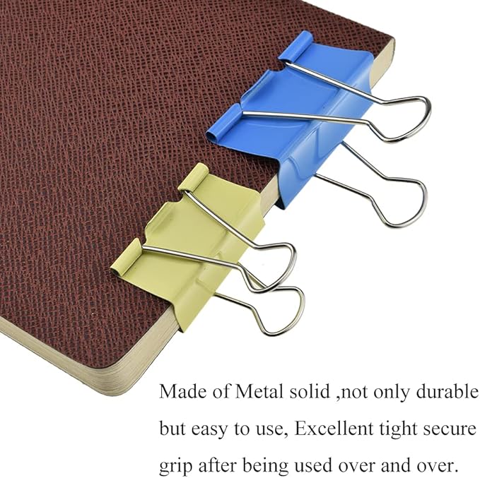 HAHIYO Binder Clips Paper Clamps Spring Steel Sturdy Large 1.57 inches Width 0.51 Inch Capacity No Sharp Edges Heavy Duty Tight Grip Reusable Color Metal Bright Finish for Home Office School 30 Pack