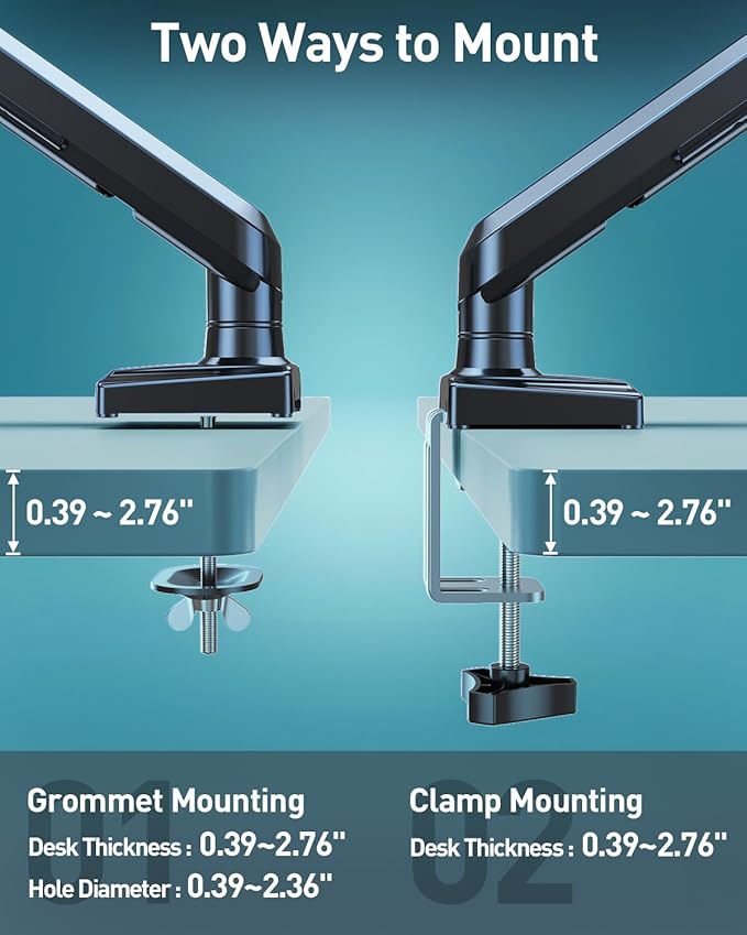 Single Monitor Desk Mount, 13-32 inch Adjustable Gas Spring Monitor Arm, Computer Monitor Stand Holder with Clamp and Grommet Base, Fits 4.4 to 22lbs Screens, VESA Mount Bracket, Black, Freelift Pro