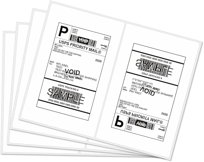 MFLABEL® Round Corner Half Sheet Shipping Labels 2-UP Click-n-Ship Mailing Postage Labels (150Sheets300Labels)