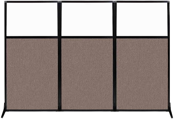 Versare Workstation Partition | Portable Wall Divider | Modern Office Cubicle | Free Standing Privacy Screen | Flexible Work Space | 99" x 70" W/Window, Latte Fabric Panels