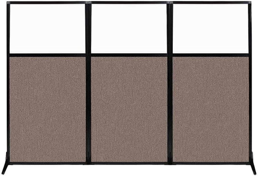 Versare Workstation Partition | Portable Wall Divider | Modern Office Cubicle | Free Standing Privacy Screen | Flexible Work Space | 99" x 70" W/Window, Latte Fabric Panels