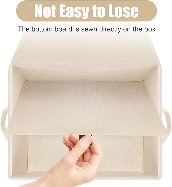 Small 8 Quart Linen Fabric Foldable Storage Bin Cube Organizer Basket with Lid & Handles, Collapsible Decorative Box Container for Home, Dorm, Closet, Beige, 10"x8"x6", 6-Pack