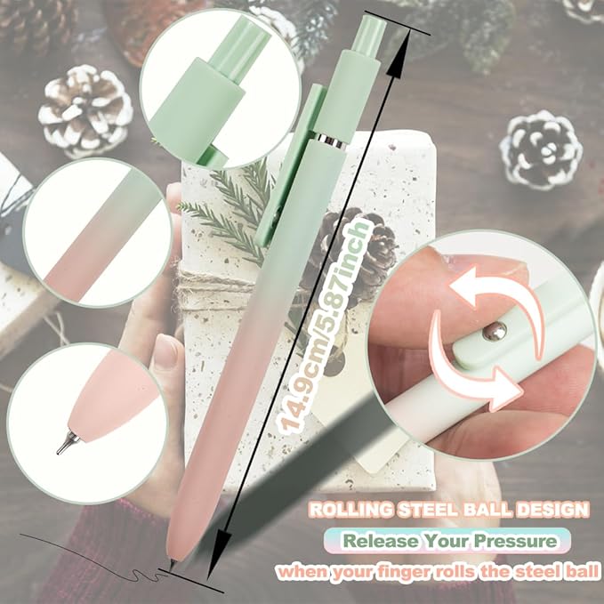 5 Pcs Colorful Gel Pens,0.5mm Fine Point for Journaling Note Taking Writing, Quick Dry Black Ink Pens for Office School Supplies Gifts for Women Teacher Students (Gradient Colors)