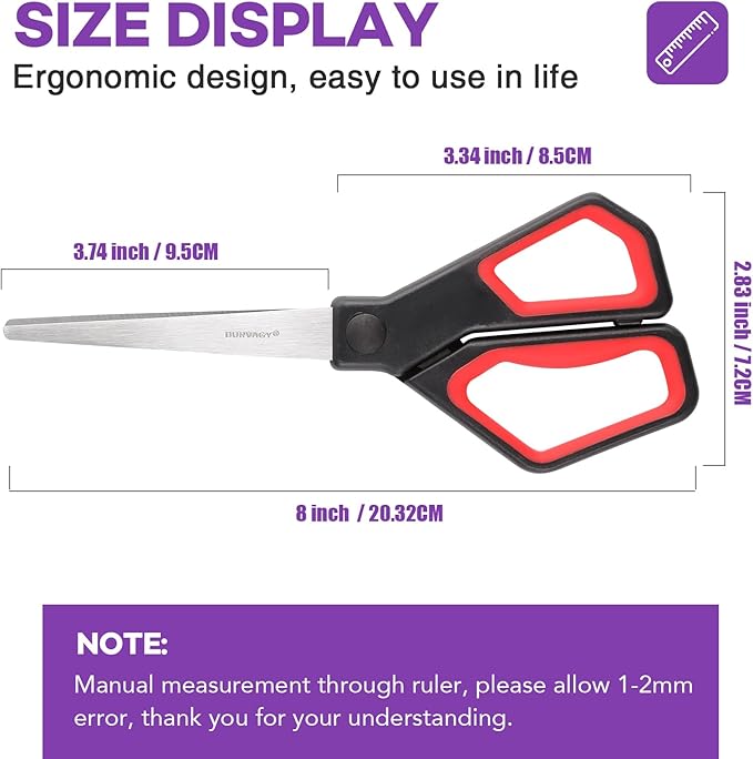 18Pack 8" Scissors All Purpose, Heavy Duty Scissors with Ultra Sharp Blades Comfort Grip Handles - For Office Home School Sewing Fabric Crafts, High/Middle School Student Teacher Scissor