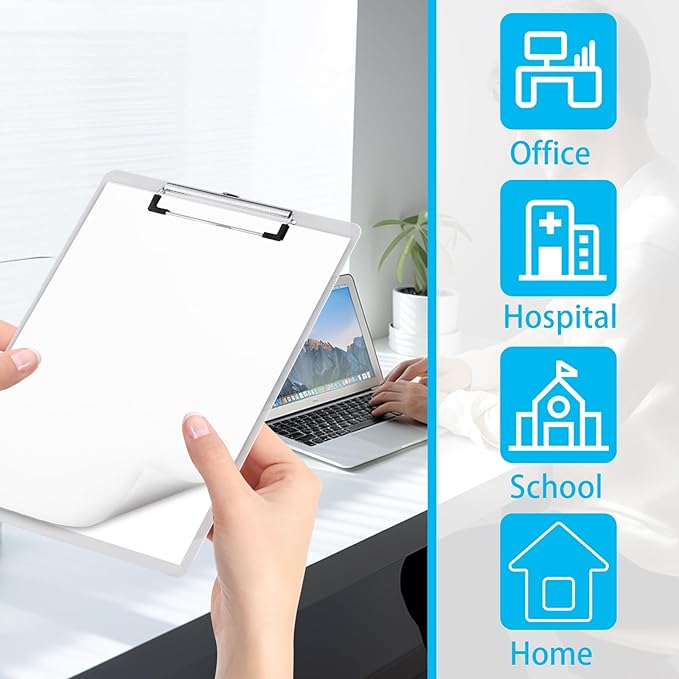 Plastic Clipboards Set of 12, 12.5" x 9" Clear Clipboard, Standard A4 Size Plastic Clipboard, with Low Profile Clip, Office Clipboards for Business, Office, School & Home Supply