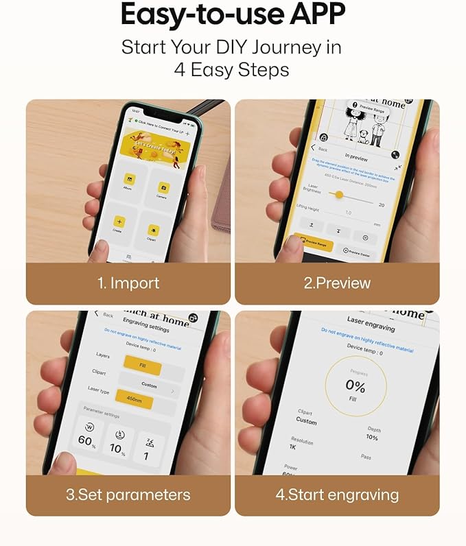 LaserPecker LP1 Pro Laser Engraver for Beginners, Mini Portable Laser Engraving Machine for Wood/Leather/Felt, 190g Lightweight, 10,000+ Hour Lifespan, Laser Safety Glasses Included, Basic Set