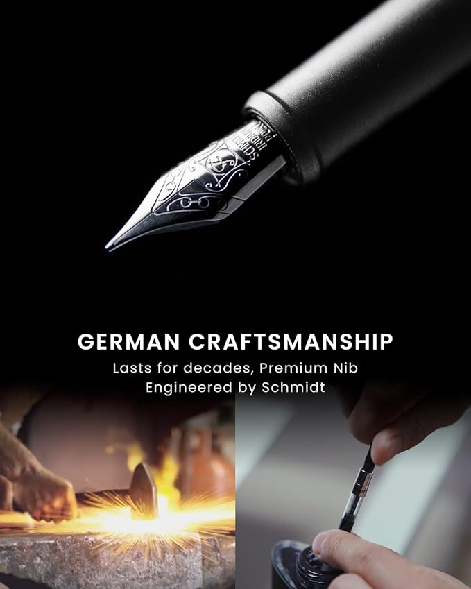 novium Hoverpen Future Edition - Luxury Metal Fountain Pen, Fine Nib, Aerospace Metal, Futuristic Desk Pen, Free Spinning Executive, Signing Pen (Frost Silver)
