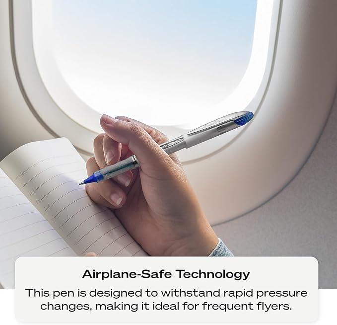 Vision Elite Rollerball Pens, Bold Point (0.8mm), Black/Blue Ink, 12 count, Bundle with Plastic Reusable Pouch