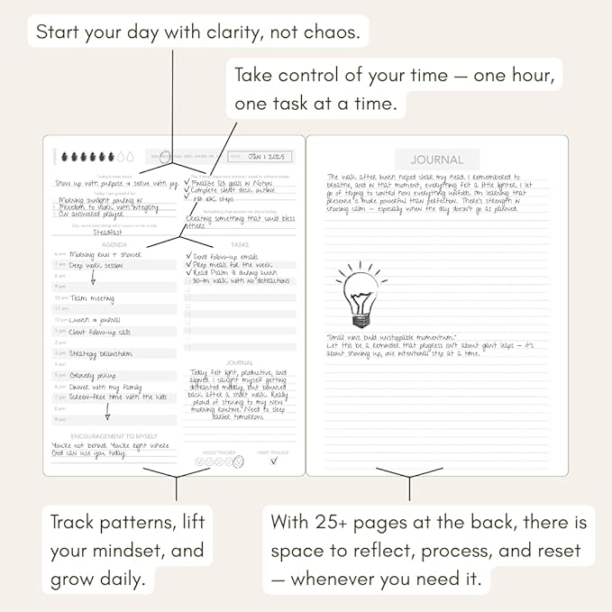 Pland Studio 90-Day Planner Journal – Undated Daily Goal Organizer in Alabaster Linen | Gratitude Journal, Habit Tracker, Vision Board, and Reflection Pages for Mindful Planning