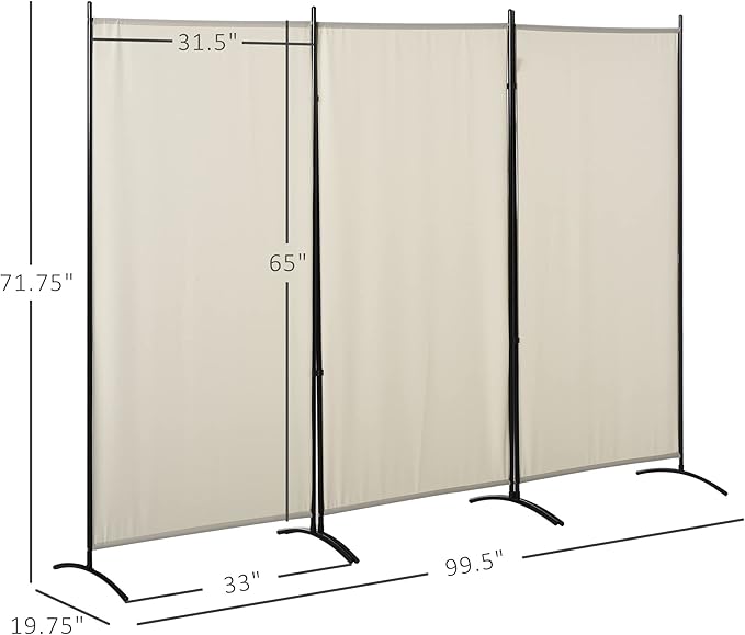 NicBex Room Divider 3 Panel Room Dividers with Fabric Panels Partition Room Dividers and Folding Privacy Screens 6FT Wall Divider for Home, Office, Room Separation,99.5"W x 19.75"D x 71.75"H, White
