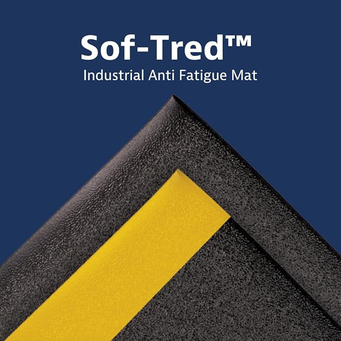 Notrax 411 Sof-Tred™ 4' x 60' x 3/8" Anti Fatigue Mat, Enhanced Slip Resistance with Beveled Edges and Pebbled Surface, Ideal for Industrial and Commercial Workplaces, Black, 411R0348BL