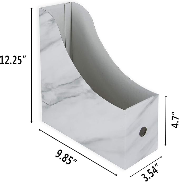 HUAPRINT Magazine Holder(6 Pack, Marbling Gray) Cardboard Magazine File Holder-Folder Holder,Magazine Organizer,Document Organizer,Magazine Storage Box,With Labels