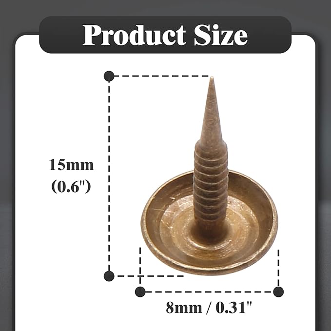 Piutouyar Bronze Upholstery Tacks, Decorative Tack, Furniture Tacks Pins 8mm x 15mm / 0.31 Inch x 0.6 Inch, Upholstery Nails for Sofa, Door, Jewelry Box(100Pcs)