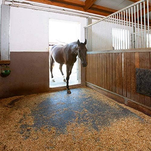 American Floor Mats - Heavy Duty Stall Tiles - Stable/Horse Tiles - Thick, Durable Rubber Flooring Solid Black 10' x 20' Set 3/8" Thick (50 Tiles Total)