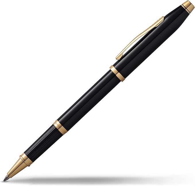 Cross Century II Refillable Rollerball Pen Presented in a Luxury Gift Box - Medium Point, Black Ink, Black & Gold