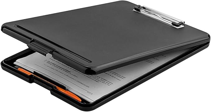 ZCZN Plastic A4 Form Storage Box Case, Black Clipboard Case, Suitable for School, Utility, Industrial Office, Medical Personnel, Set of 2